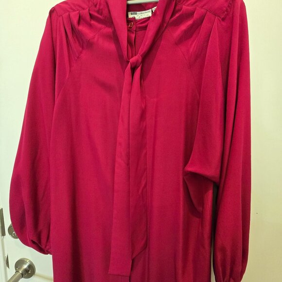 Vintage Red Umi Collections Anne Crimmins 100% Silk Dress Size 10 Holiday Party - Picture 3 of 10